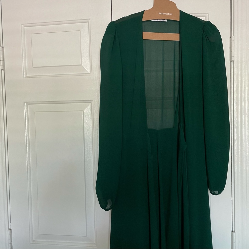 Reformation Milan Dress Emerald NWOT - Picture 7 of 11